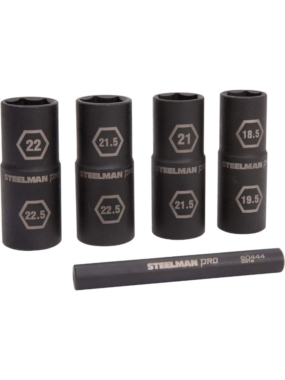 5-Piece Metric Thin Wall Impact Flip Socket Set with Knockout Bar - Half Sizes